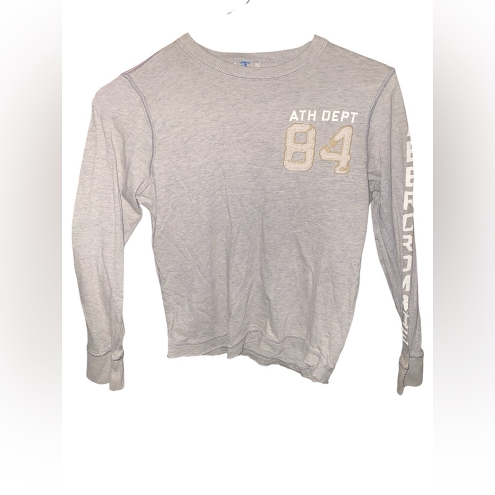 Unisex Abercrombie & Fitch Light Gray Crewneck Long Sleeve